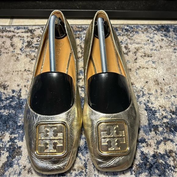 Tory Burch Georgia Sparkle Metallic Gold Ballet Flats Size 7.5 - Picture 2 of 12